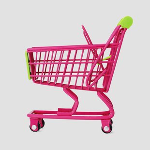 Roze en groen mini winkelwagentje
