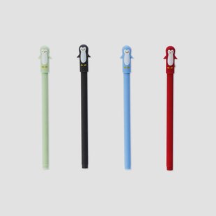 Gelpennen met pinguïn toppers - 4 stuks