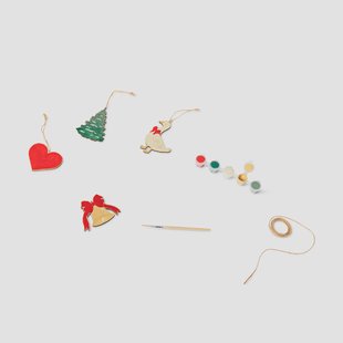 DIY houten kerstornamenten - 5 stuks