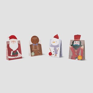 Advent cadeauzakjes met cijfers en kerstfiguren - 24 stuks