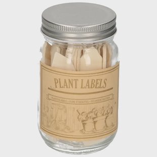 Steeketiketten in pot, hout, ca. 40 stuks