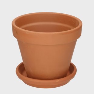 Bloempot met schotel, terracotta,&Oslash; 19 cm