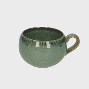 Mok rond reactieve glazuur, steengoed, groen,&Oslash; 9 cm