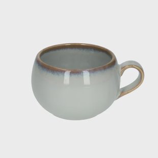 Mok rond reactieve glazuur, steengoed, grijs,&Oslash; 9 cm