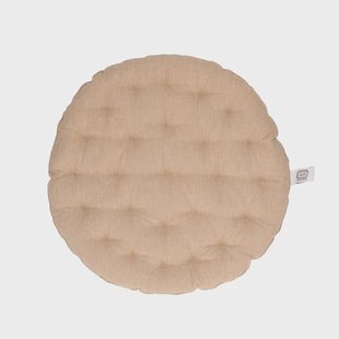Stoelkussen rond, bio-katoen, zand