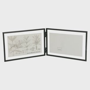 Fotolijstje tweeluik, metaal, zwart, 2x 15 x 10 cm