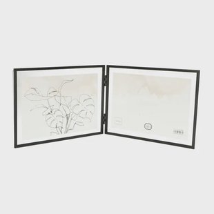 Fotolijst tweeluik, metaal, zwart, 2x 18 x 13 cm