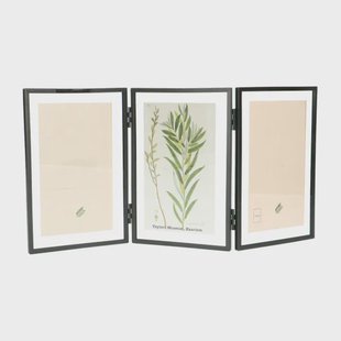 Fotolijstje drieluik, metaal, zwart, 3x 10 x 15 cm