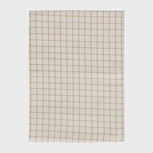 Theedoek, bio-katoen, wit/zandkleurig geruit