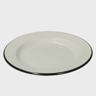Bord, emaille, zwart/wit,&Oslash; 26 cm