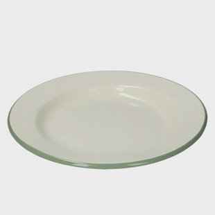 Bord, emaille, groengrijs/wit,&Oslash; 26 cm