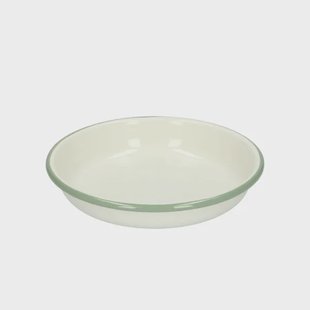 Bord diep, emaille, groengrijs/wit,&Oslash; 15 cm