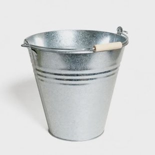 Zinken emmer met beukenhouten handvat, 10 liter