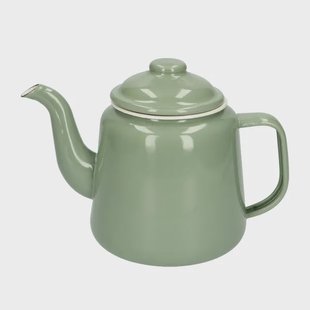 Theepot, emaille, groengrijs/wit, 1,5 L