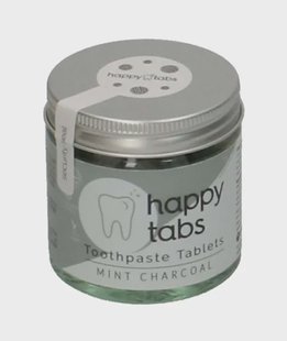 Tandpasta-tabletten'Happy tabs', mint charcoal, potje 80 stuks