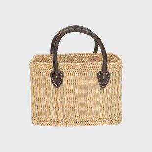 Tas, pitrusgras, bruin lederen hengsel, klein