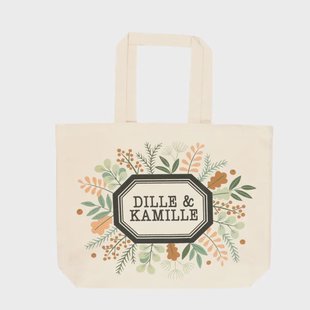 Canvas tas, Dille&amp;Kamille, bio-katoen, takjes en blaadjes, groot, 40 x 50 x 10 cm