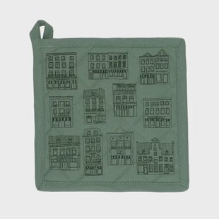 Pannenlap, bio-katoen, grijsgroen met geveltjes