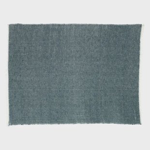 Placemat franjes, GOTS bio-katoen, blauw, 35 x 50 cm