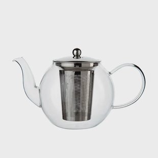 Theepot met theezeefje, bol, glas, 1,2 l