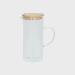 Kan met bamboe deksel, glas, 1,25 l