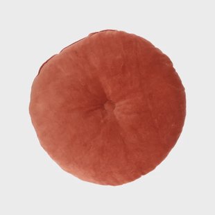 Velours kussen, bio-katoen, terra, rond