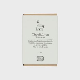 Theelichten zonder cup, bijenwas, 12 stuks