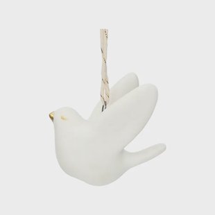 Kersthanger duif, wit porselein, 4,5 cm