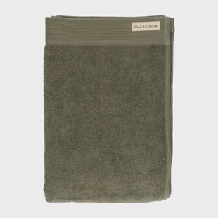 Handdoek, Recycled katoen, Donker olijfgroen, 70 x 140 cm