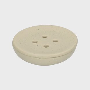 Zeepschaaltje rond, beige spikkel, keramiek