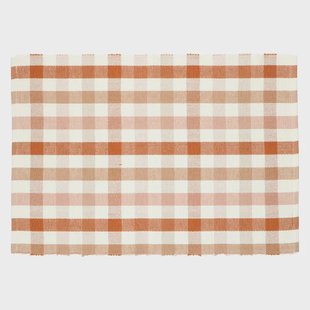 Placemat geribbeld, GOTS bio-katoen, roze, geruit, 35 x 50 cm