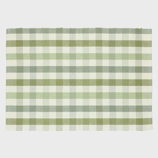 Placemat geribbeld, GOTS bio-katoen, groen, geruit, 35 x 50 cm