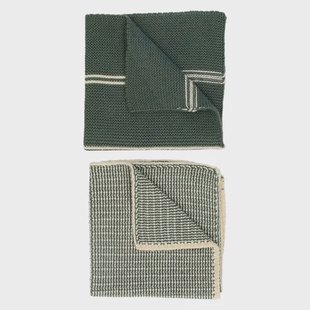 Vaatdoekjes, gebreid katoen, donkergroen, 2 stuks, 25 x 25 cm