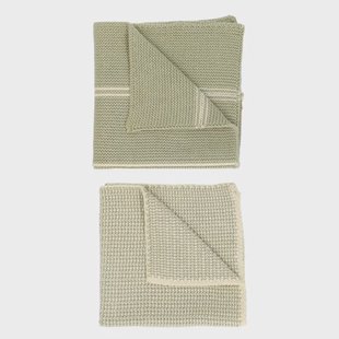Vaatdoekjes, gebreid katoen, lindegroen, 2 stuks 25 x 25 cm