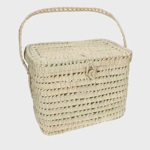 Picknickmand met deksel, palmblad, 27 x 37 x 28 cm