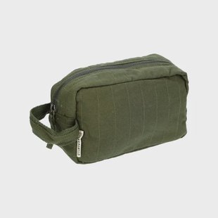 Toilettas middel, biologisch katoen, donkergroen, 20 x 12 x 9 cm