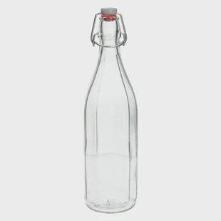 Beugelfles, facet, glas, porseleinen dop, 1 liter