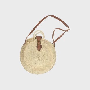 Ronde tas met schouderriem, palmblad,&oslash; 30 cm