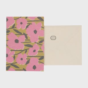 Kaart met envelop, klaprozen, roze