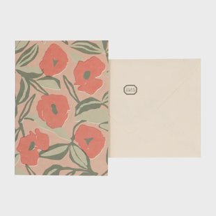 Kaart met envelop, klaprozen, rood