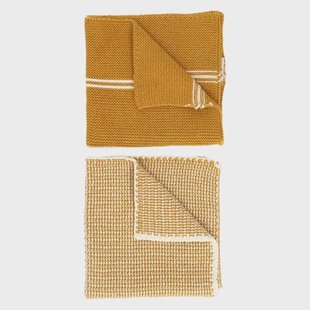 Vaatdoekjes, gebreid katoen, okergeel, 2 stuks, 25 x 25 cm