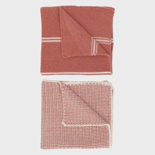 Vaatdoekjes, gebreid katoen, oudroze, 2 stuks, 25 x 25 cm