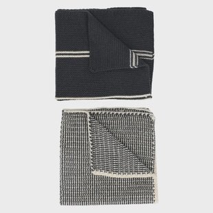 Vaatdoekjes, gebreid katoen, donkergrijs, 2 stuks, set 2, 25 x 25 cm