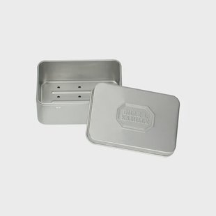 Blikje voor blokzeep incl. tray, aluminium, 10 x 7 x 2,7 cm