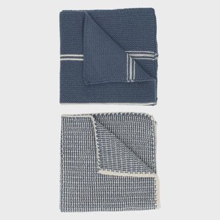 Vaatdoekjes, gebreid katoen, blauw, 2 stuks, 25 x 25 cm