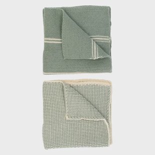 Vaatdoekjes, gebreid katoen, groengrijs, 2 stuks, 25 x 25 cm