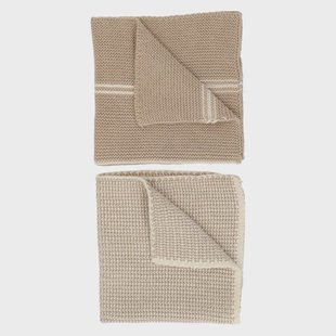 Vaatdoekjes, gebreid katoen, zand, 2 stuks, 25 x 25 cm