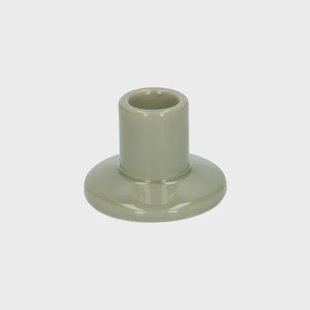 Kandelaar, porselein, lichtgroen, laag