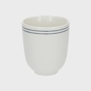 Beker met blauwe streep, organisch, porselein,&Oslash; 7,6 cm