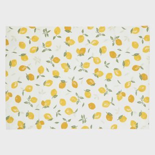 Placemat geribbeld, GOTS bio-katoen, citroenen, 35 x 50 cm